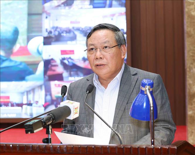Đồng chí Nguyễn Văn Phong, Phó Bí thư Thường trực Thành uỷ Hà Nội phát biểu chỉ đạo hội nghị. Ảnh: Phương Hoa - TTXVN