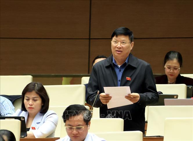 Đại biểu Quốc hội tỉnh Phú Thọ Trần Văn Tiến phát biểu. Ảnh: Tuấn Anh - TTXVN
