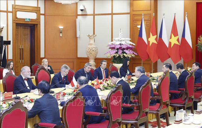 Tổng Bí thư Tô Lâm tiếp Chủ tịch Thượng viện Quốc hội Cộng hòa Séc Milos Vystrcil. Ảnh: Thống Nhất - TTXVN