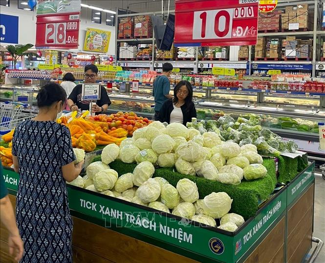 Nhiều hệ thống siêu thị chủ động kho lưu trữ, vận chuyển, giúp kịp thời đưa rau củ từ Đà Lạt về TP. Hồ Chí Minh, không đứt gãy nguồn cung. Ảnh: Hương Giang - TTXVN
