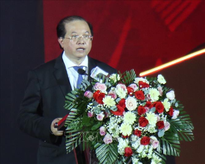 Ông Tạ Quang Đông, Thứ trưởng Bộ Văn hóa, Thể thao và Du lịch phát biểu tại buổi lễ. Ảnh: Thu Hương - TTXVN