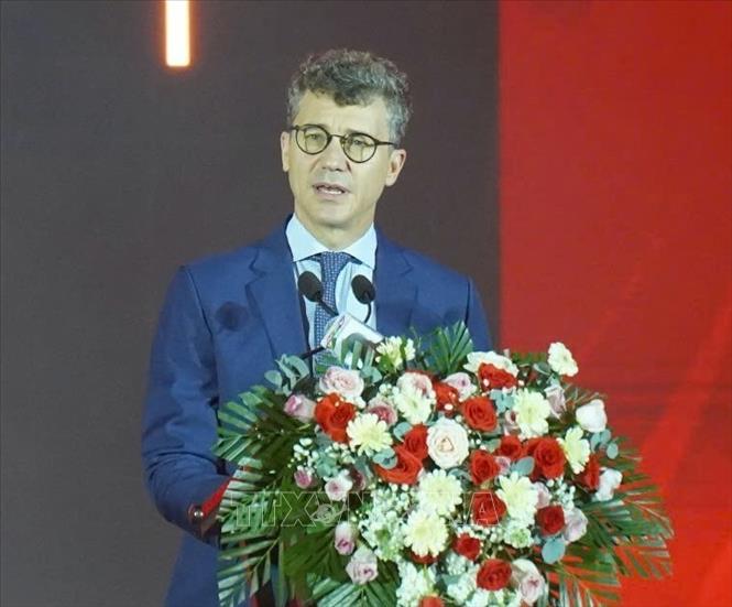 Ông Jonathan Baker, Trưởng Đại diện Văn phòng UNESCO tại Việt Nam phát biểu tại buổi lễ. Ảnh: Thu Hương - TTXVN