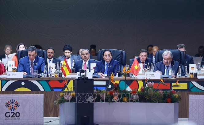 Thủ tướng Phạm Minh Chính tham dự Phiên khai mạc Hội nghị Thượng đỉnh G20 tại Nam Phi. Ảnh: Dương Giang-TTXVN
