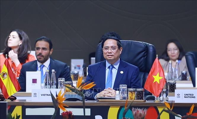 Thủ tướng Phạm Minh Chính tham dự Phiên khai mạc Hội nghị Thượng đỉnh G20 tại Nam Phi. Ảnh: Dương Giang-TTXVN
