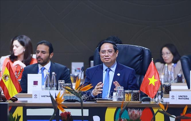 Thủ tướng Phạm Minh Chính tham dự Phiên khai mạc Hội nghị Thượng đỉnh G20 tại Nam Phi. Ảnh: Dương Giang-TTXVN
