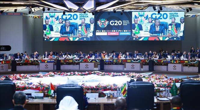 Thủ tướng Phạm Minh Chính tham dự Phiên khai mạc Hội nghị Thượng đỉnh G20 tại Nam Phi. Ảnh: Dương Giang-TTXVN
