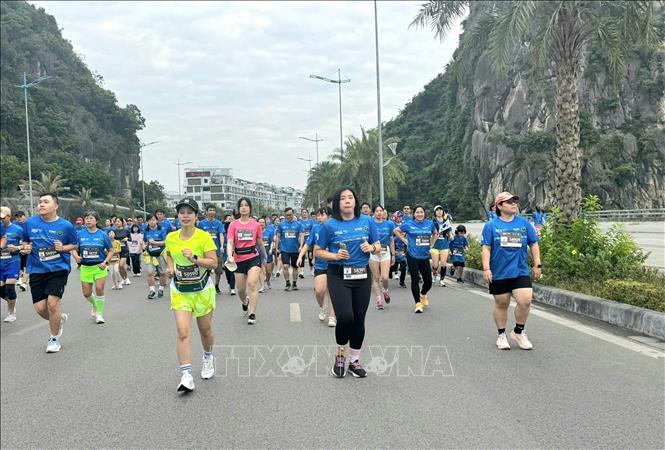 Các VĐV tham gia chạy cự ly 5km. Ảnh: Thanh Vân-TTXVN 