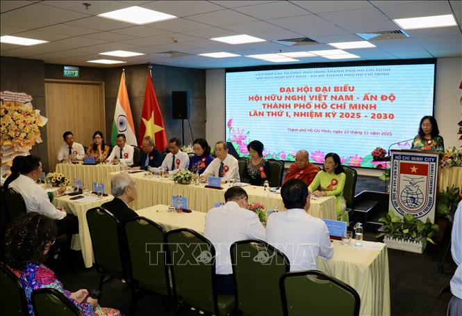 Đại hội Hội hữu nghị Việt Nam - Ấn Độ Thành phố Hồ Chí Minh lần thứ nhất, nhiệm kỳ 2025-2030. Ảnh: Thanh Vũ-TTXVN 