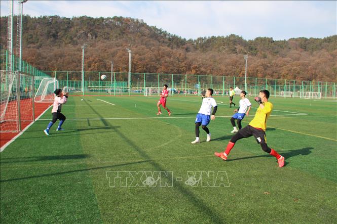 Một pha bóng trên sân. Ảnh: Đức Thắng - PV TTXVN tại Hàn Quốc
