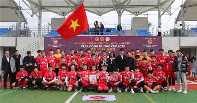 Đội bóng Hải Dương FC tham dự VFAK Đồng hương cúp 2025. Ảnh: Đức Thắng - PV TTXVN tại Hàn Quốc
