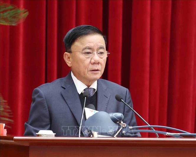 Đồng chí Trần Cẩm Tú, Uỷ viên Bộ Chính trị, Thường trực Ban Bí thư phát biểu khai mạc hội nghị. Ảnh: Phương Hoa - TTXVN