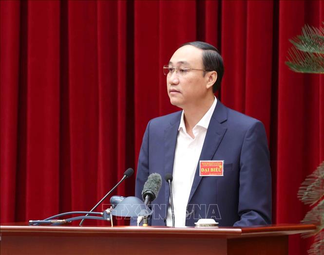 Đồng chí Phùng Khánh Tài, Phó Bí thư Đảng ủy Quốc hội tham luận tại hội nghị. Ảnh: Phương Hoa - TTXVN