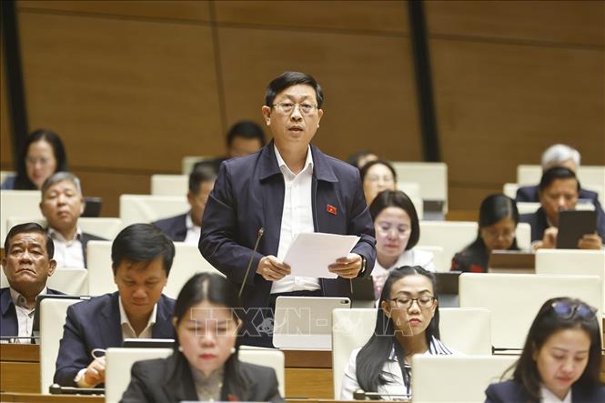 Đại biểu Quốc hội tỉnh Lâm Đồng Nguyễn Hữu Thông phát biểu. Ảnh: Doãn Tấn - TTXVN