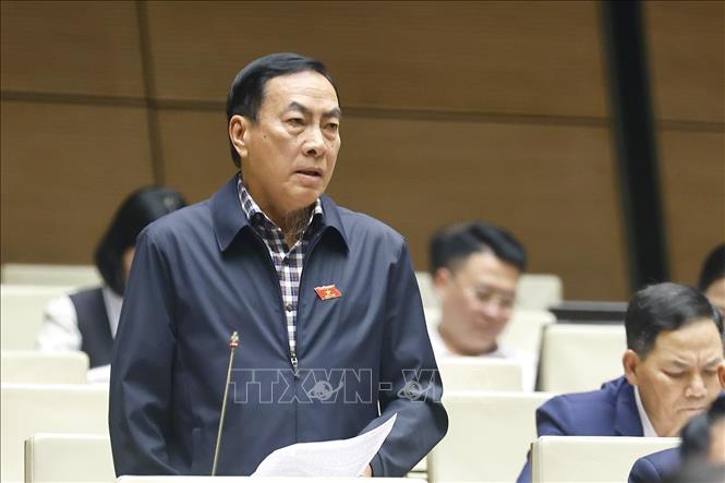 Đại biểu Quốc hội tỉnh Đồng Tháp Phạm Văn Hòa phát biểu. Ảnh: Doãn Tấn - TTXVN
