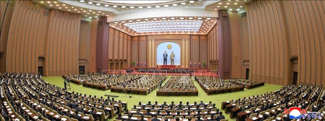 Toàn cảnh một phiên họp của Hội đồng Nhân dân Tối cao (Quốc hội) Triều Tiên tại Bình Nhưỡng. Ảnh: KCNA/TTXVN