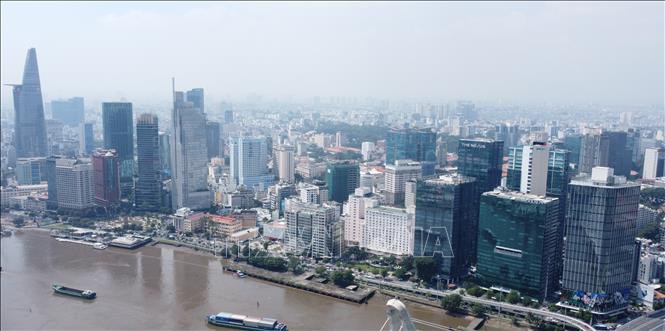 Trung tâm Tài chính quốc tế Việt Nam tại TP. Hồ Chí Minh dự kiến có tổng diện tích khoảng 898 ha, bao gồm khu vực phường Sài Gòn, phường Bến Thành và đô thị Thủ Thiêm thuộc phường An Khánh. Ảnh: Quang Châu-TTXVN