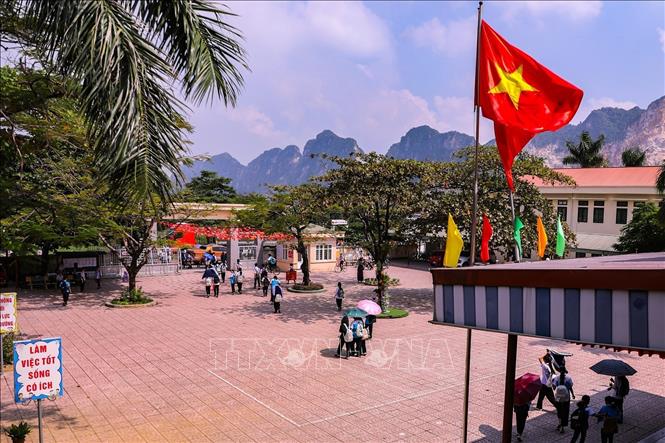 Trường Tiểu học và THCS Thành Lập xã Liên Sơn, tỉnh Phú Thọ. Ảnh: Trọng Đạt - TTXVN