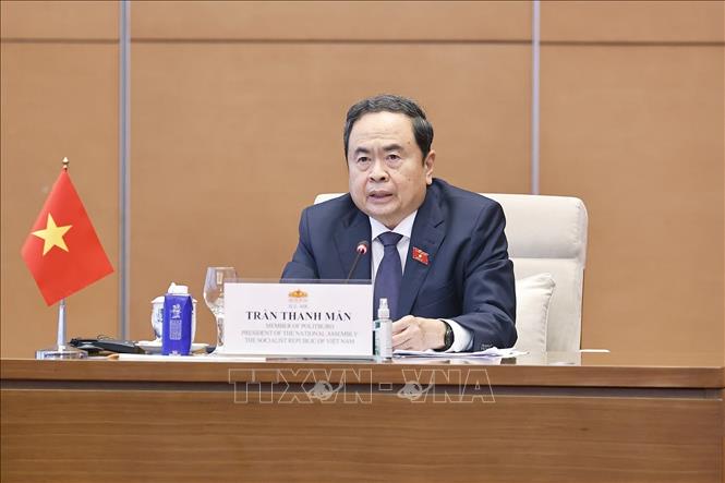 Chủ tịch Quốc hội Trần Thanh Mẫn phát biểu. Ảnh: Doãn Tấn - TTXVN 