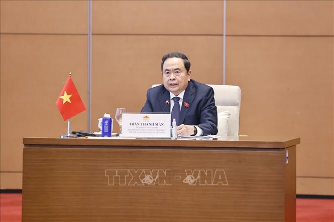 Chủ tịch Quốc hội Trần Thanh Mẫn phát biểu. Ảnh: Doãn Tấn - TTXVN 