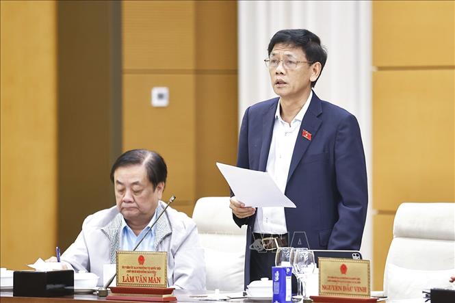 Chủ tịch Hội đồng Dân tộc của Quốc hội Lâm Văn Mẫn trình bày tóm tắt báo cáo thẩm tra. Ảnh: Doãn Tấn - TTXVN