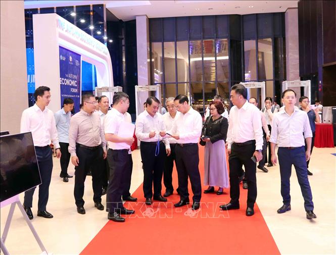 Phó Thủ tướng Bùi Thanh Sơn kiểm tra tại địa điểm tổ chức các sự kiện chính của Diễn đàn Kinh tế mùa Thu 2025. Ảnh: Xuân Khu-TTXVN