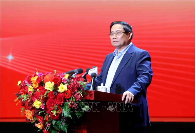 PM Pham Minh Chinh addresses the sector’s 9th National Patriotic Emulation Congress for 2025–2030, held in Hanoi on November 24. VNA Photo: Phạm Kiên