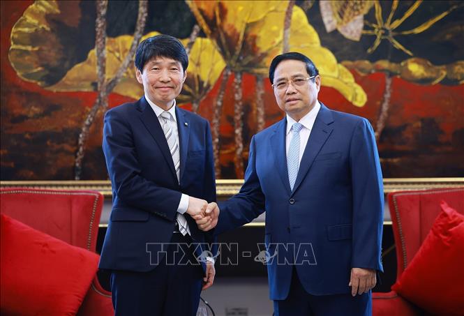 Thủ tướng Phạm Minh Chính tiếp ông Yamamoto Ichita, Thống đốc tỉnh Gunma (Nhật Bản). Ảnh: Dương Giang-TTXVN 