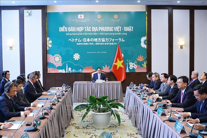 Thủ tướng Phạm Minh Chính tiếp đoàn đại biểu địa phương Nhật Bản. Ảnh: Dương Giang-TTXVN
