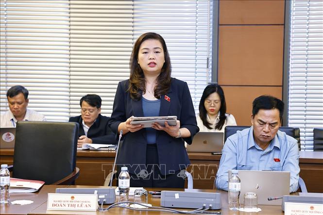 Đại biểu Quốc hội tỉnh Cao Bằng Đoàn Thị Lê An phát biểu. Ảnh: Doãn Tấn - TTXVN