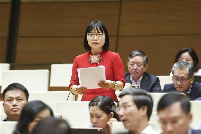 Đại biểu Quốc hội TP Hải Phòng Nguyễn Thị Việt Nga phát biểu. Ảnh: Doãn Tấn - TTXVN