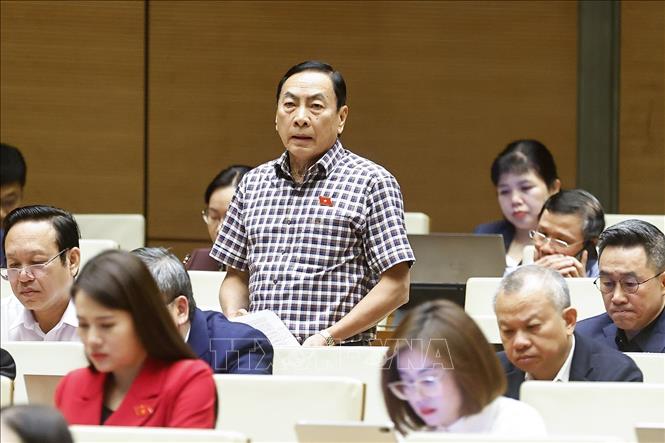 Đại biểu Quốc hội tỉnh Đồng Tháp Phạm Văn Hòa phát biểu. Ảnh: Doãn Tấn - TTXVN