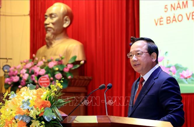 Đại tướng Trịnh Văn Quyết, Bí thư Trung ương Đảng, Trưởng Ban Tuyên giáo và Dân vận Trung ương phát biểu. Ảnh: Tuấn Anh - TTXVN