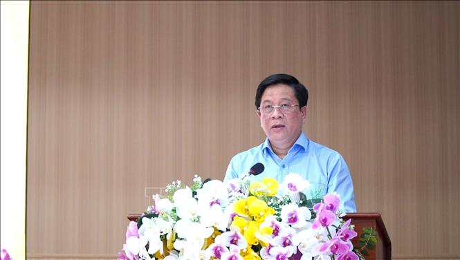 Chủ tịch UBND tỉnh An Giang Hồ Văn Mừng phát biểu. Ảnh: Văn Sĩ - TTXVN