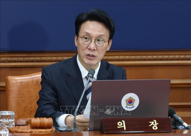 Thủ tướng Hàn Quốc Kim Min-seok trong cuộc họp nội các tại Seoul ngày 28/10/2025. Ảnh: Yonhap/TTXVN