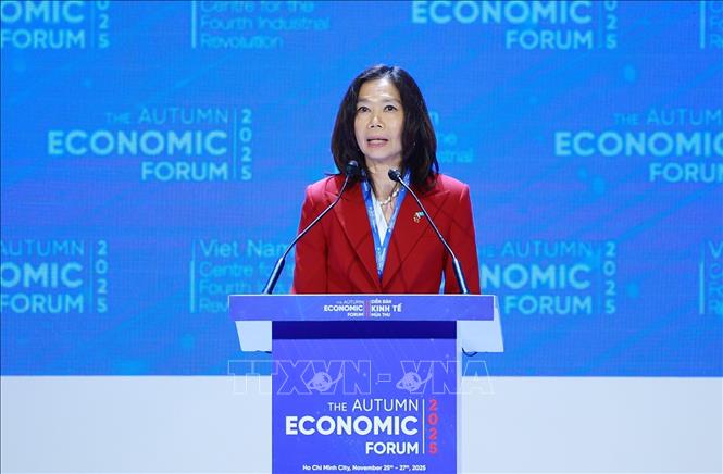 Bà Pauline Tamesis, Điều phối viên thường trú của Liên hợp quốc tại Việt Nam phát biểu. Ảnh: Dương Giang-TTXVN 
