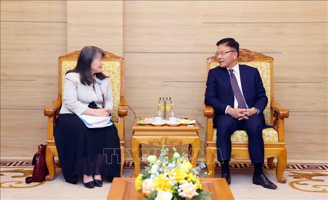 Deputy Prime Minister Le Thanh Long and UNICEF Regional Director for East Asia and the Pacific June Kunugi. VNA Photo: Phạm Kiên 