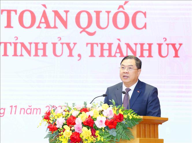 Đồng chí Phạm Gia Túc, Uỷ viên Trung ương Đảng, Chánh Văn phòng Trung ương Đảng phát biểu khai mạc hội nghị. Ảnh: Phương Hoa - TTXVN