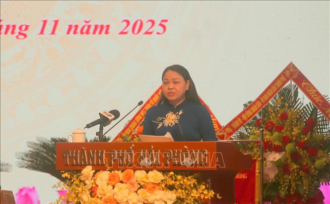 Bà Nguyễn Thị Thu Hà, Phó Chủ tịch, Tổng thư ký Ủy ban Trung ương MTTQ Việt Nam, phát biểu. Ảnh: Minh Thu- TTXVN