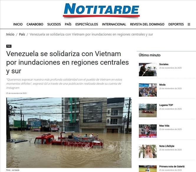 Thông điệp trên trang Notitarde của Venezuela. Ảnh: TTXVN phát