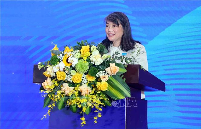 Bà June Kunugi, Giám đốc UNICEF khu vực Đông Á – Thái Bình Dương phát biểu. Ảnh: Phạm Kiên - TTXVN