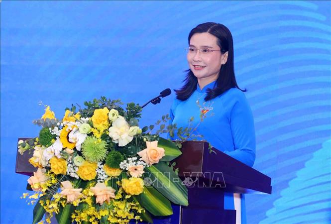 Bí thư Trung ương Đoàn Thanh niên Cộng sản Hồ Chí Minh Nguyễn Phạm Duy Trang phát biểu. Ảnh: Phạm Kiên - TTXVN