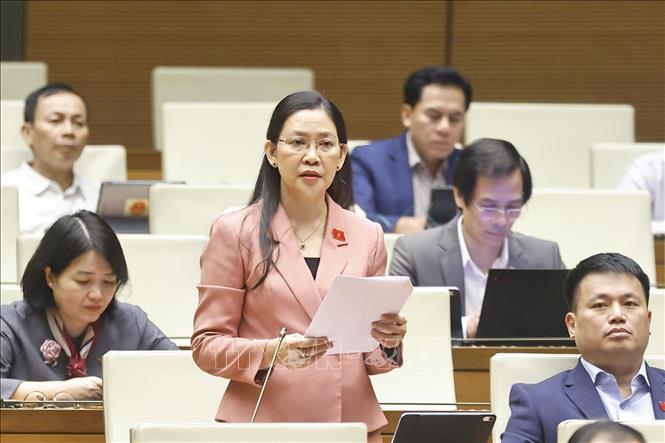 Đại biểu Quốc hội tỉnh Quảng Ngãi Huỳnh Thị Ánh Sương phát biểu. Ảnh: Doãn Tấn - TTXVN