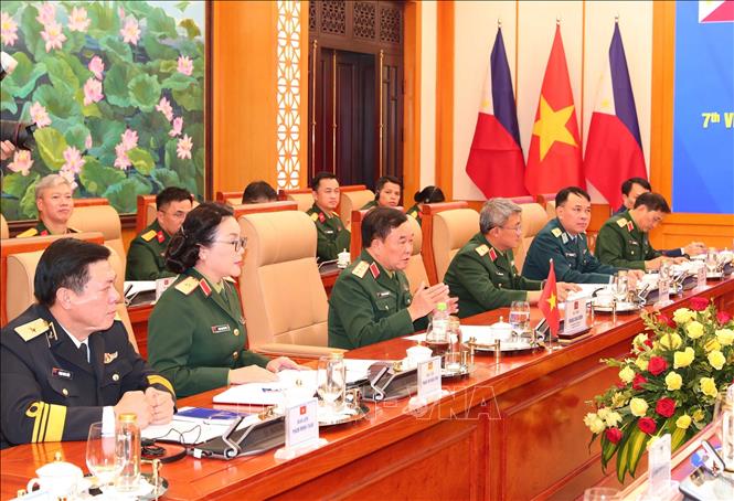 Thượng tướng Hoàng Xuân Chiến phát biểu tại cuộc đối thoại. Ảnh: Trọng Đức - TTXVN