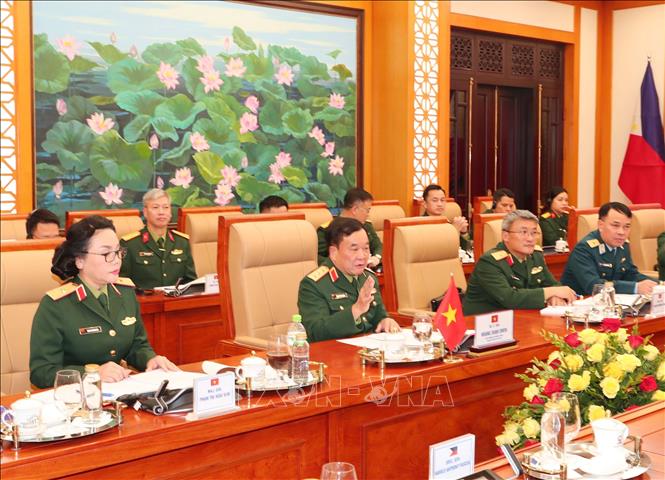  Thượng tướng Hoàng Xuân Chiến phát biểu tại cuộc đối thoại. Ảnh: Trọng Đức - TTXVN