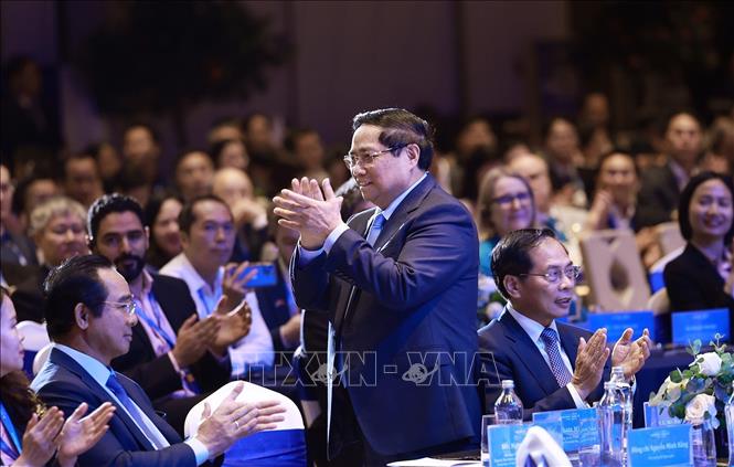 Thủ tướng Phạm Minh Chính tham dự Phiên đối thoại về khoa học, công nghệ. Ảnh: Dương Giang-TTXVN 