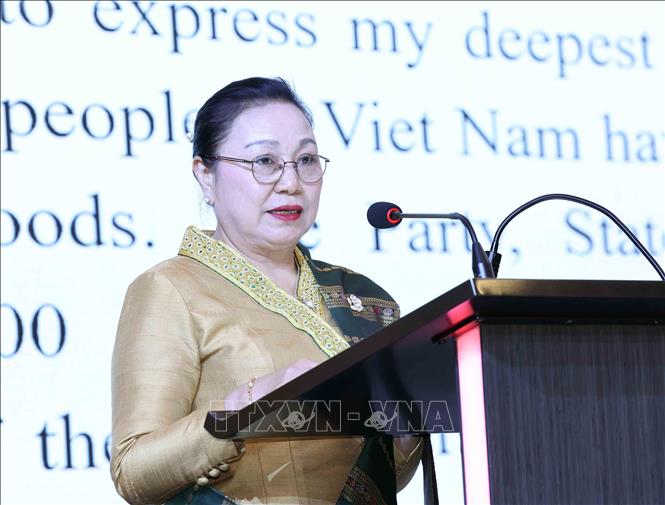 Đại sứ nước CHNDND Lào tại Việt Nam Khamphao Ernthavanh phát biểu. Ảnh: Phương Hoa – TTXVN