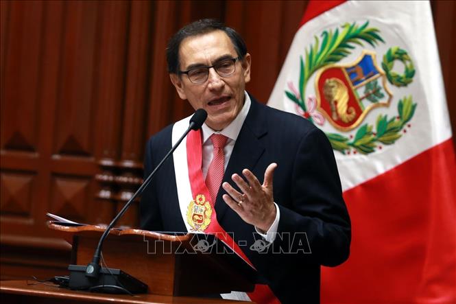 (Tư liệu) Ông Martin Vizcarra tại lễ tuyên thệ nhậm chức Tổng thống Peru ở Lima ngày 23/3/2018. Ảnh: THX/TTXVN