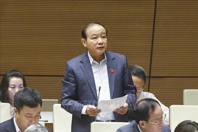 Đại biểu Quốc hội TP Hải Phòng Lã Thanh Tân phát biểu. Ảnh: Doãn Tấn - TTXVN