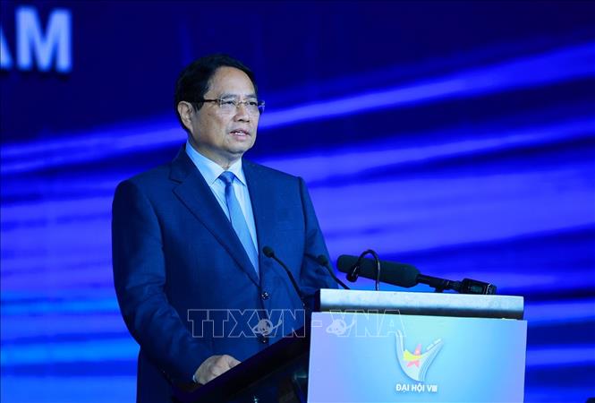 Thủ tướng Phạm Minh Chính phát biểu chỉ đạo Đại hội đại biểu toàn quốc Hội Doanh nhân trẻ Việt Nam lần thứ VIII, nhiệm kỳ 2025-2030. Ảnh: Dương Giang-TTXVN
