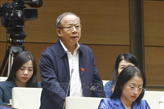 Đại biểu Quốc hội tỉnh Hưng Yên Nguyễn Văn Thân phát biểu. Ảnh: Doãn Tấn - TTXVN